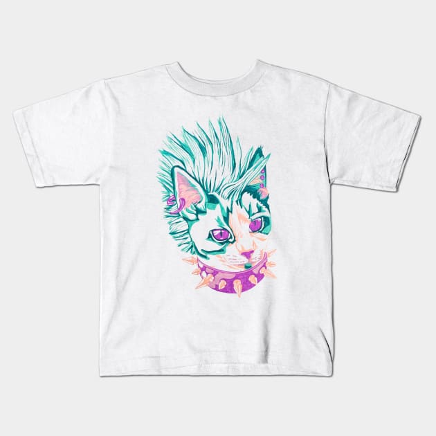 Punk Cat Kids T-Shirt by RaLiz